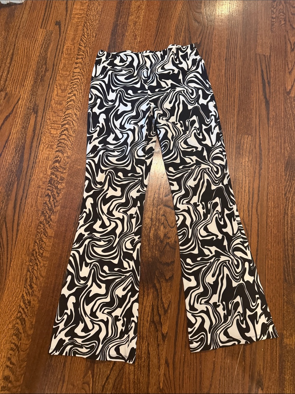 Garage Black & White Swirl Flare Pants